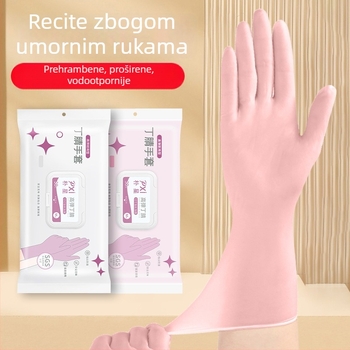 Jednokratne nitrilne rukavice, prehrambene kvalitete, produžene i deblje, za kućno čišćenje i kuhinjske poslove, izdržljive i vodootporne, udobno pristaju.