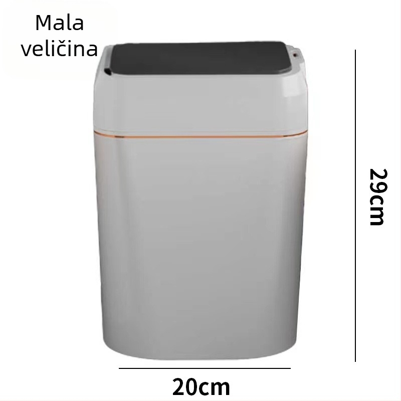 Pametni kantu za otpad s senzorom otvaranja, kvadratni plastični kantu s poklopcem, kapacitet 26 l i više, za kuhinju i kupaonicu, s višestrukim zonama za razvrstavanje