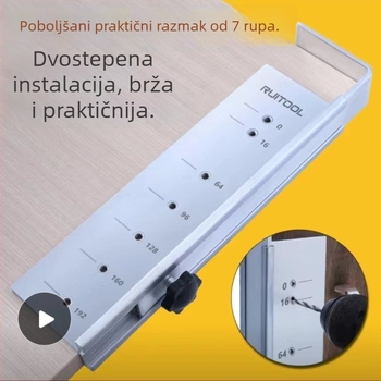Alat za ugradnju i bušenje rupa za ručicu ormara od drveta, šablona za bušenje, hardver od nehrđajućeg čelika, višenamjenski locator ručke