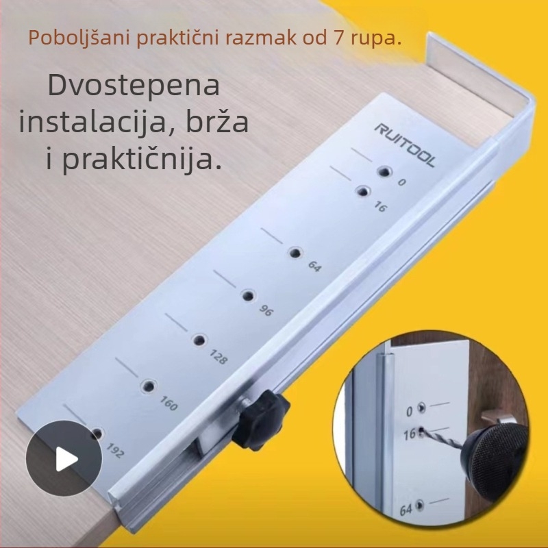 Alat za ugradnju i bušenje rupa za ručicu ormara od drveta, šablona za bušenje, hardver od nehrđajućeg čelika, višenamjenski locator ručke