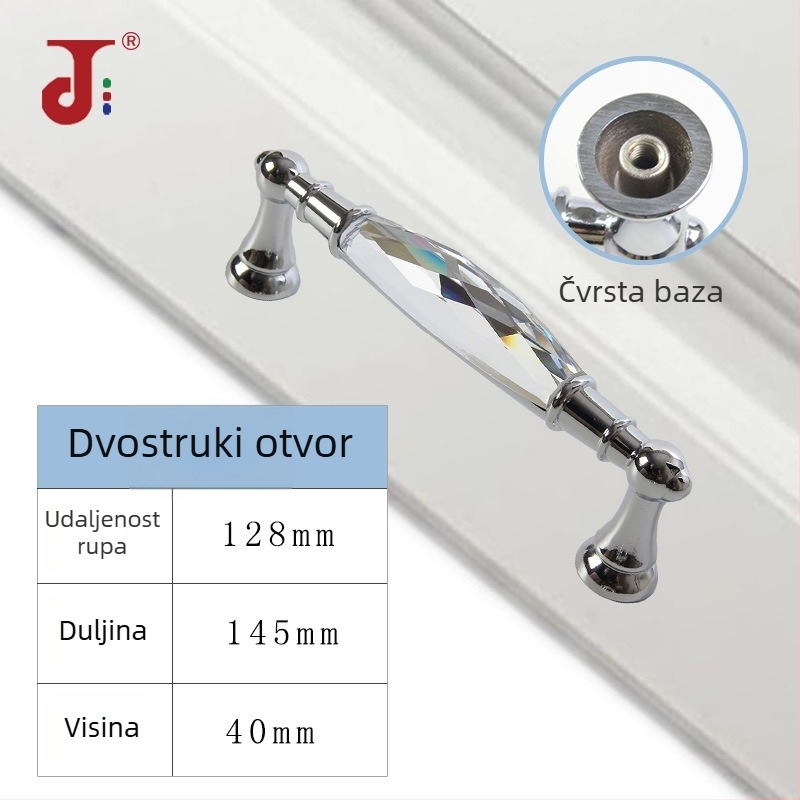 Krištalna ručka za ormarić i ladicu, ručka od cinkove legure, za vrata garderobe, kineski stil, s dvije rupe