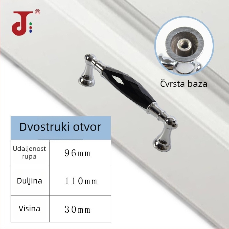 Krištalna ručka za ormarić i ladicu, ručka od cinkove legure, za vrata garderobe, kineski stil, s dvije rupe