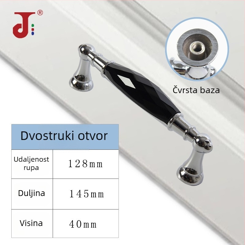 Krištalna ručka za ormarić i ladicu, ručka od cinkove legure, za vrata garderobe, kineski stil, s dvije rupe