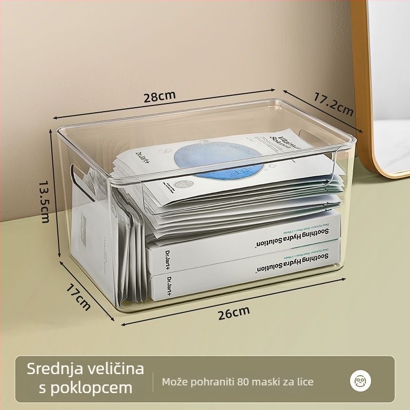 Prozirna akrilna kutija za kozmetiku s velikim kapacitetom, stolni organizator za njegu kože