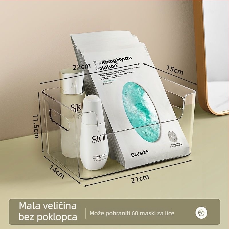 Prozirna akrilna kutija za kozmetiku s velikim kapacitetom, stolni organizator za njegu kože