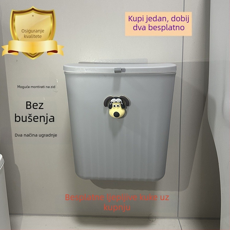 Viseći kuhinjski koš za otpad s poklopcem, za vrata ormarića