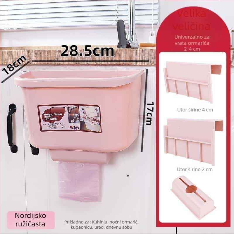 Zidni koš za otpad na vrata kuhinjskog ormarića, kreativni koš za papir u kupaonici, plastična posuda za kućnu upotrebu