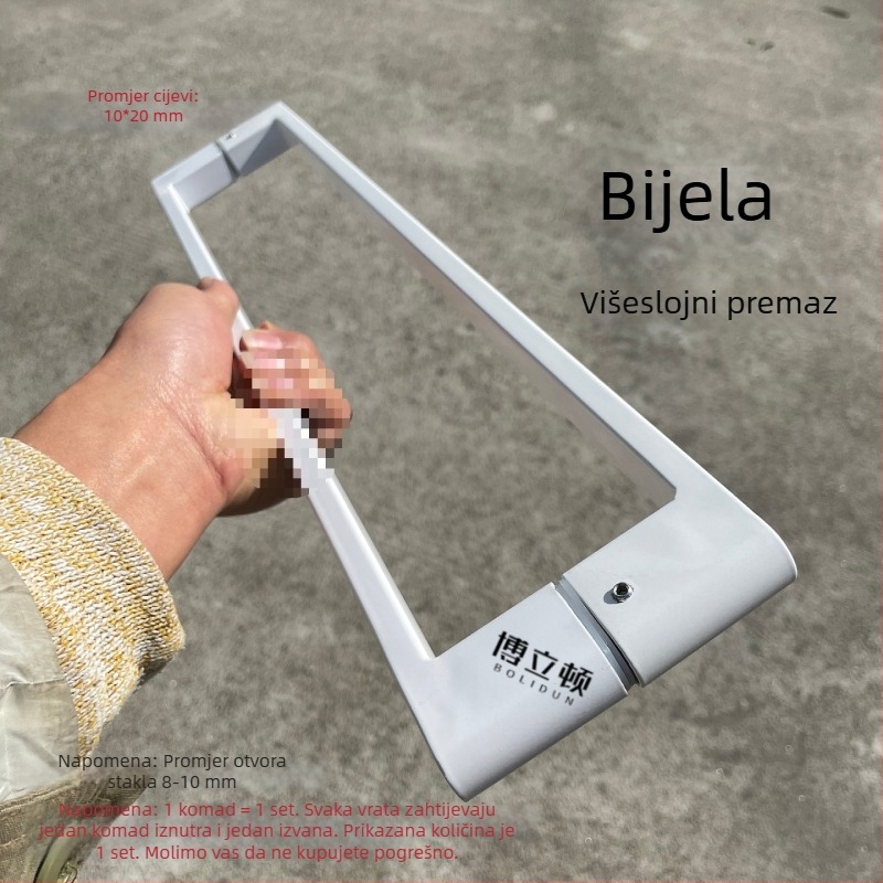 Minimalistička dvostruka ručka za staklena vrata kupaonice, dvostrano nehrđajući čelik, klizna vrata, pištolno siva, 450 mm