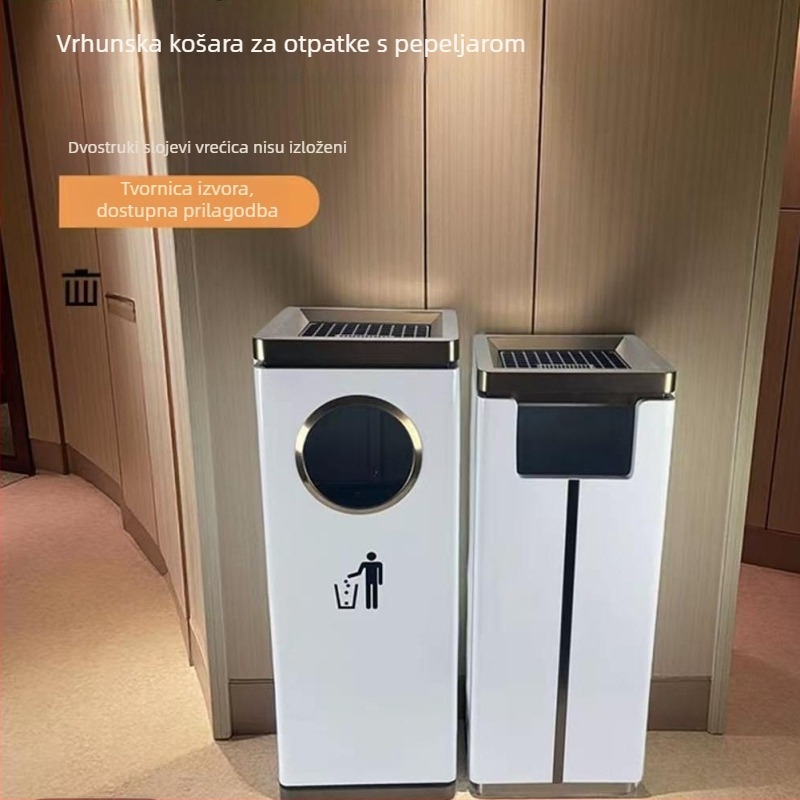 Nehrđajući čelični vertikalni spremnik otpada i pepeljak za hotelske hodnike i trgovačke prostore