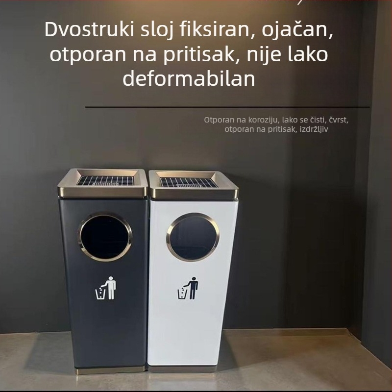 Nehrđajući čelični vertikalni spremnik otpada i pepeljak za hotelske hodnike i trgovačke prostore