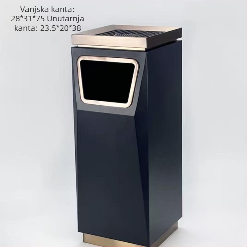 Nehrđajući čelični vertikalni spremnik otpada i pepeljak za hotelske hodnike i trgovačke prostore