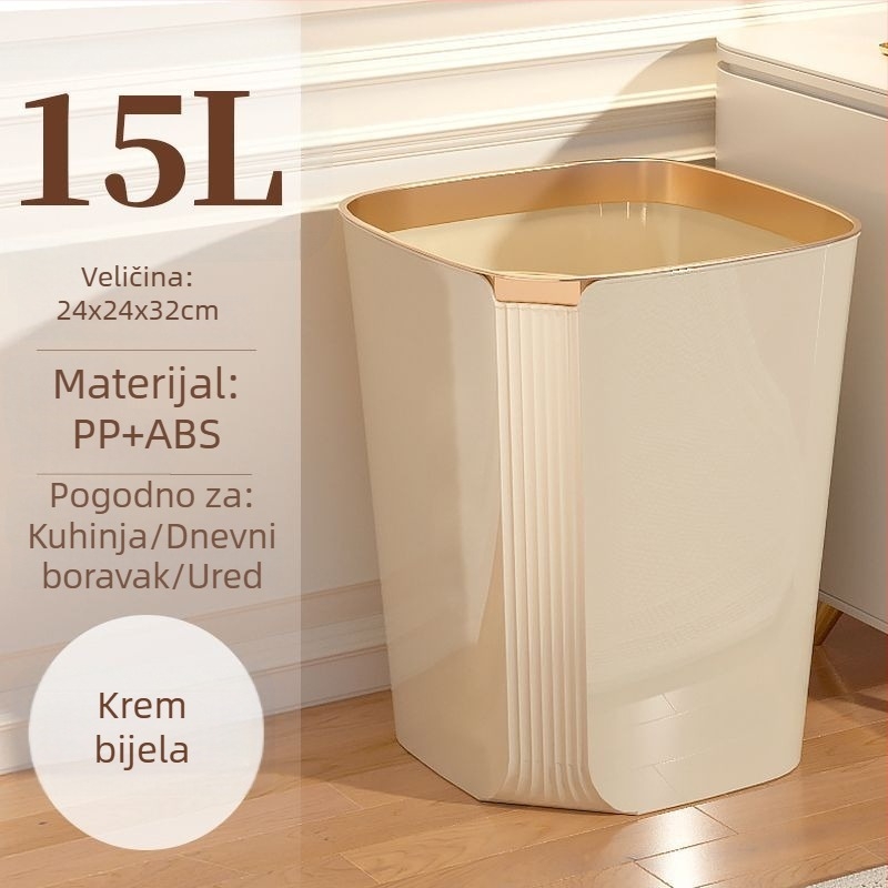Kanta za smeće bez poklopca, 2025. model, veliki kapacitet 12 L i više, plastična, pogodna za kuhinju, spavaću sobu, dnevni boravak, kupaonicu, dom i ured
