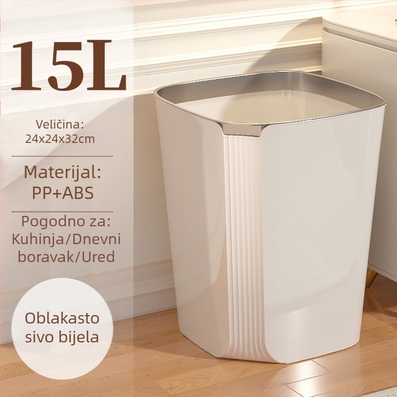 Kanta za smeće bez poklopca, 2025. model, veliki kapacitet 12 L i više, plastična, pogodna za kuhinju, spavaću sobu, dnevni boravak, kupaonicu, dom i ured