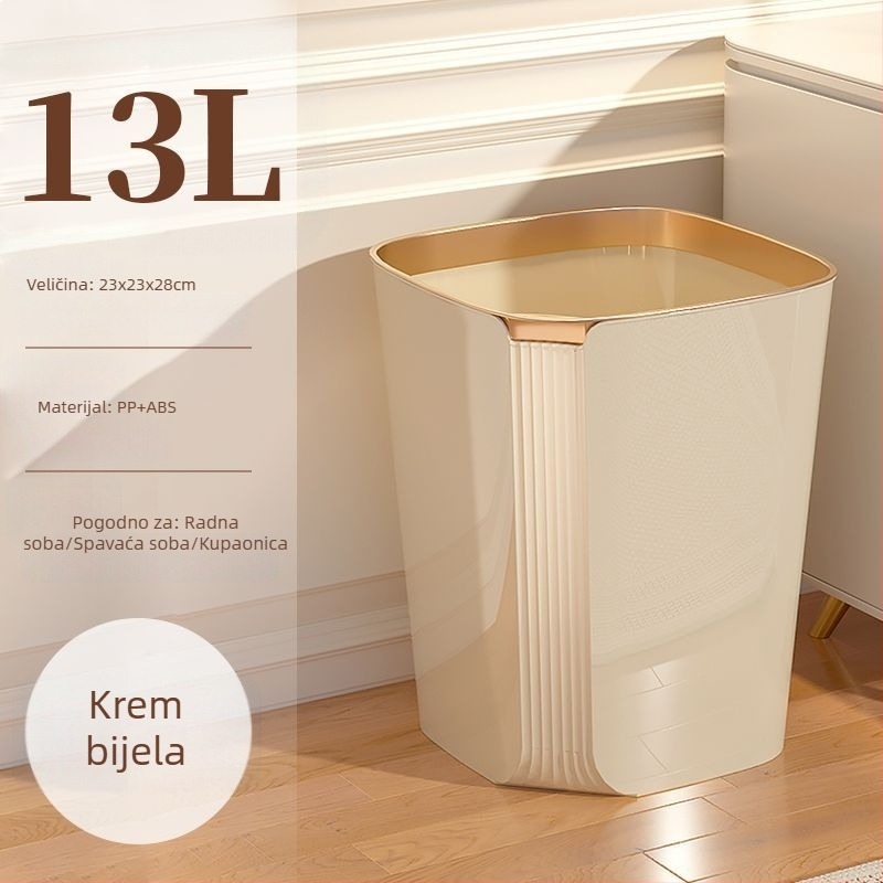 Kanta za smeće bez poklopca, 2025. model, veliki kapacitet 12 L i više, plastična, pogodna za kuhinju, spavaću sobu, dnevni boravak, kupaonicu, dom i ured