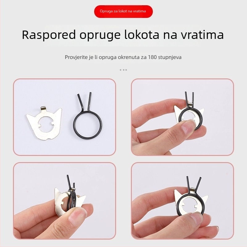 Univerzalni set hardvera za protivkrađu vrata s okruglom povratnom oprugom, ravnom oprugom, dvostrukim mehanizmom zaključavanja i kvakom za vrata