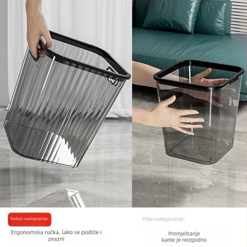 Proziran PET koš za otpad, elegantan minimalistički dizajn, kuhinjski koš 12 L za kućnu uporabu