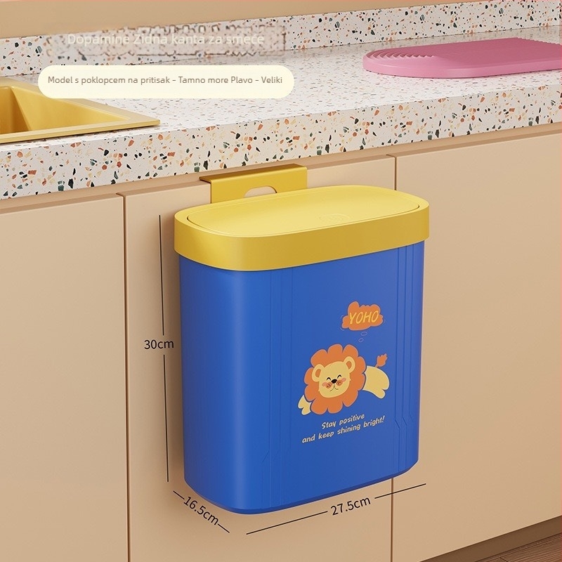 Zidni koš za smeće za kuhinju s poklopcem, 8 L, plastični, četvrtasti oblik, kućna upotreba