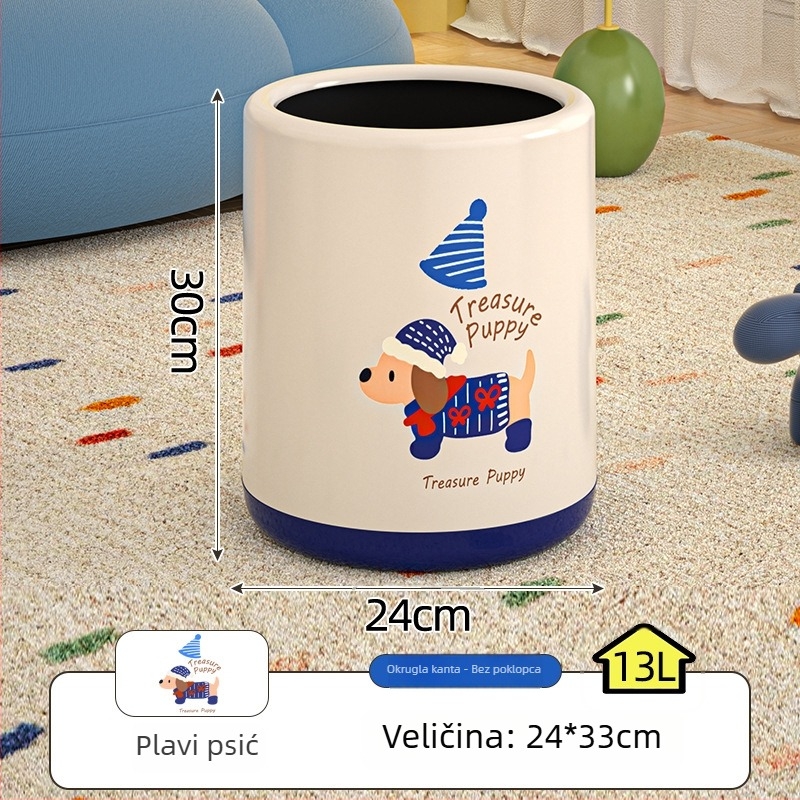 Plastična košara za otpad s Dachshund motivom, kapaciteta 12 L, cilindrični oblik, za dnevnu sobu ili spavaću sobu, s poklopcem, elegantan dizajn