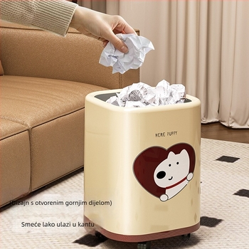 Kreativni kantu za smeće na kotačićima, plastični dvostruki koš s poklopcem, s motivom crtanja, za kućnu upotrebu, spavaću sobu i dnevni boravak