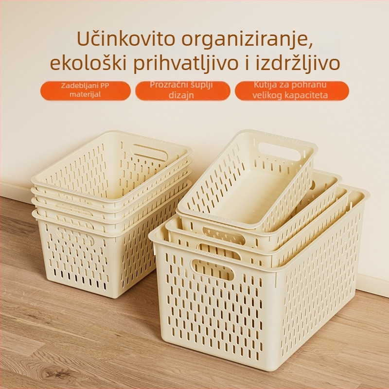 PP plastična stolna košarica za pohranu – otvorena, 3 odjeljka, za kozmetiku, donje rublje, čarape i igračke