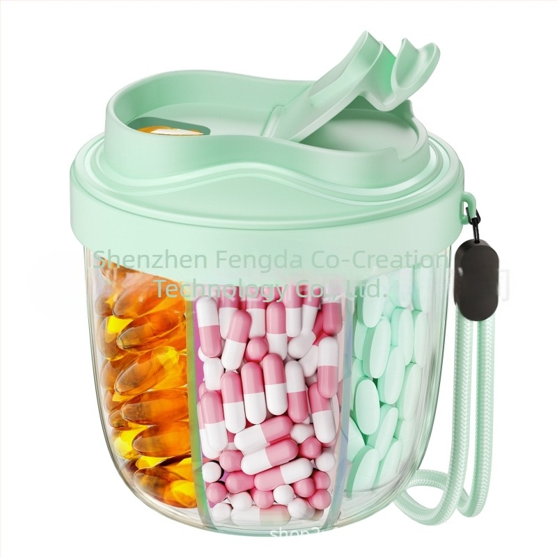 Prijenosni organizator za tablete s 7 pretinaca, od plastike pogodnog za hranu, dimenzije 6×8,9×9,7 cm, model C16