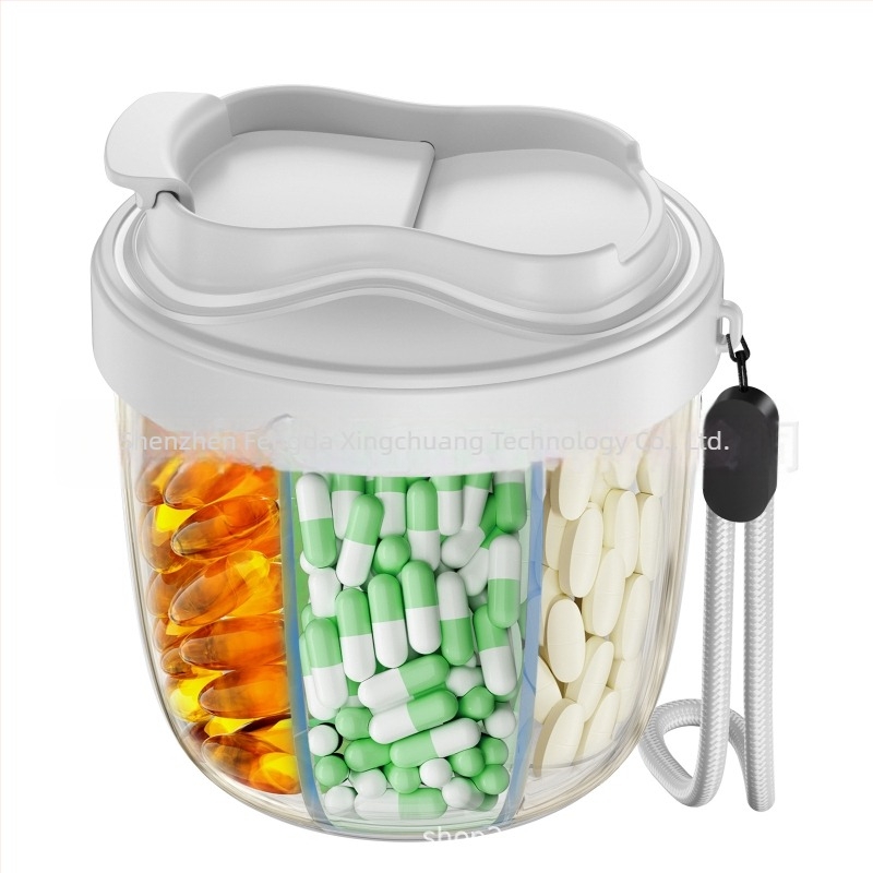 Prijenosni organizator za tablete s 7 pretinaca, od plastike pogodnog za hranu, dimenzije 6×8,9×9,7 cm, model C16
