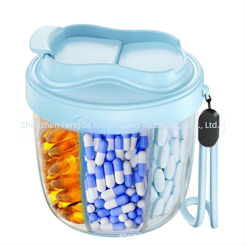 Prijenosni organizator za tablete s 7 pretinaca, od plastike pogodnog za hranu, dimenzije 6×8,9×9,7 cm, model C16