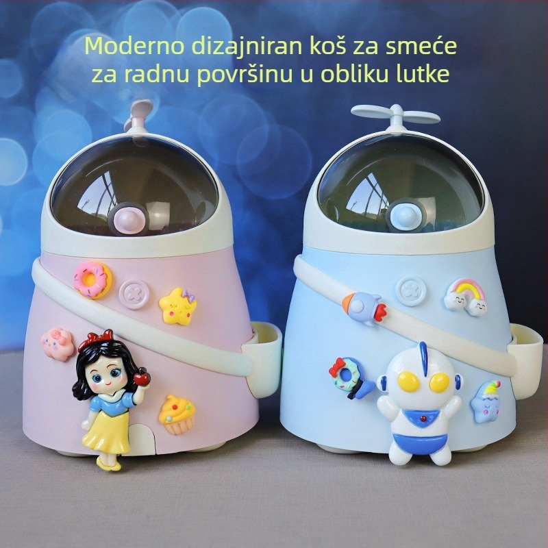 Kreativna slatka stolna kanta za otpad s poklopcem – pogodna za školu, dom i studentski dom, izdržljiva posuda za pohranu.
