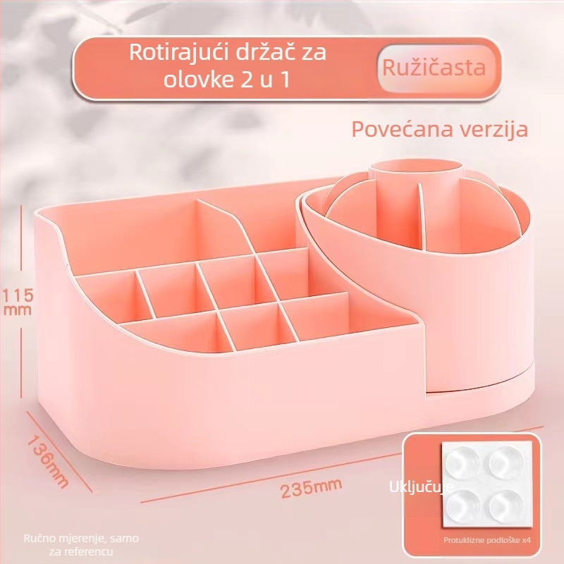 Okretna kutija za kozmetiku s odjeljcima za četkice – stolni organizator