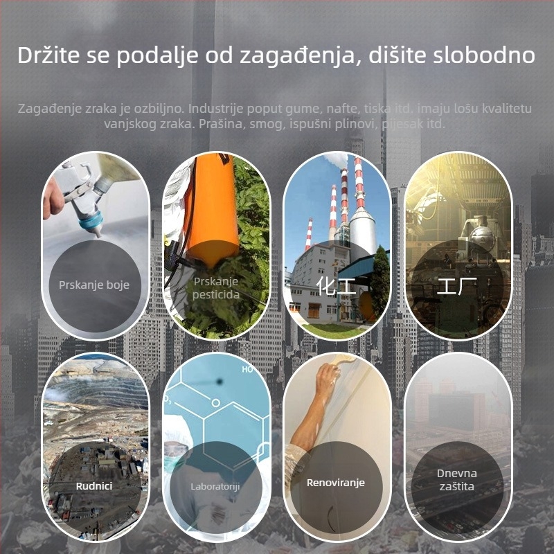 Maska za bojenje s filtrom aktivnog ugljena za zaštitu od kemijskih plinova, prašine i formaldehida