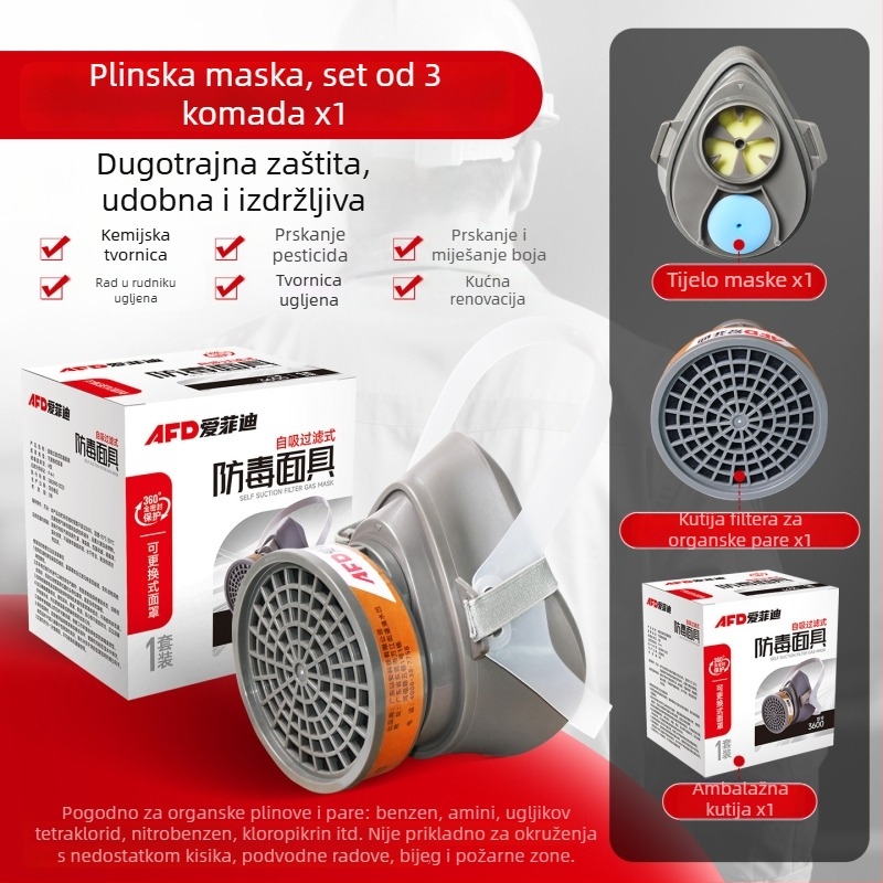 Maska za bojenje s filtrom aktivnog ugljena za zaštitu od kemijskih plinova, prašine i formaldehida