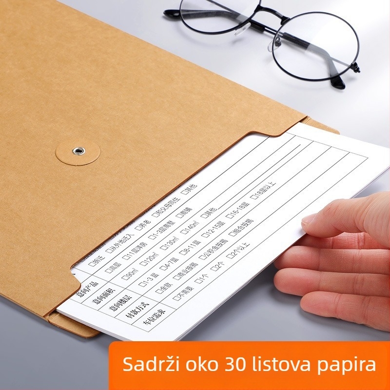 Mapa za dokumente od kraft papira, debela, formata A4, uredski organizator s velikim kapacitetom
