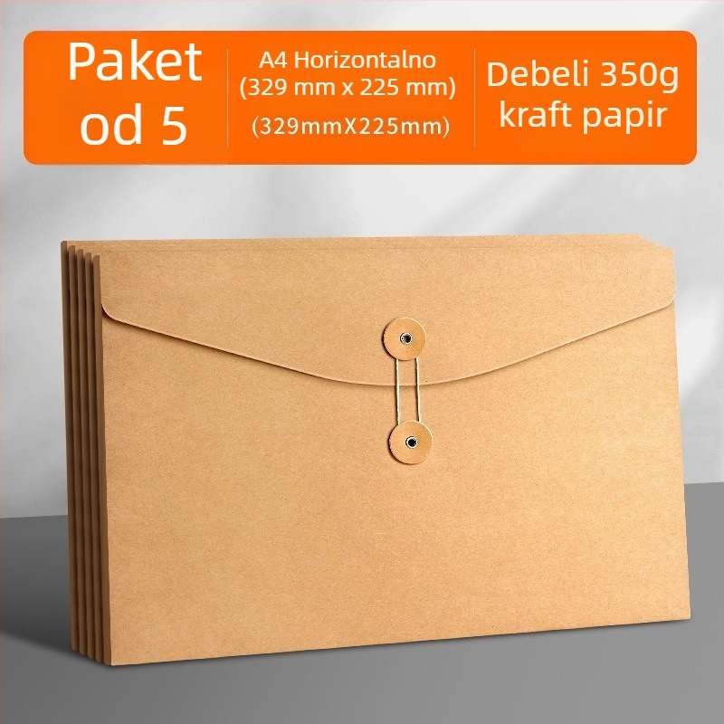 Mapa za dokumente od kraft papira, debela, formata A4, uredski organizator s velikim kapacitetom