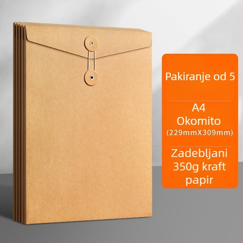 Mapa za dokumente od kraft papira, debela, formata A4, uredski organizator s velikim kapacitetom