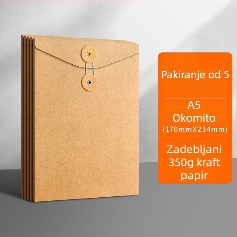 Mapa za dokumente od kraft papira, debela, formata A4, uredski organizator s velikim kapacitetom