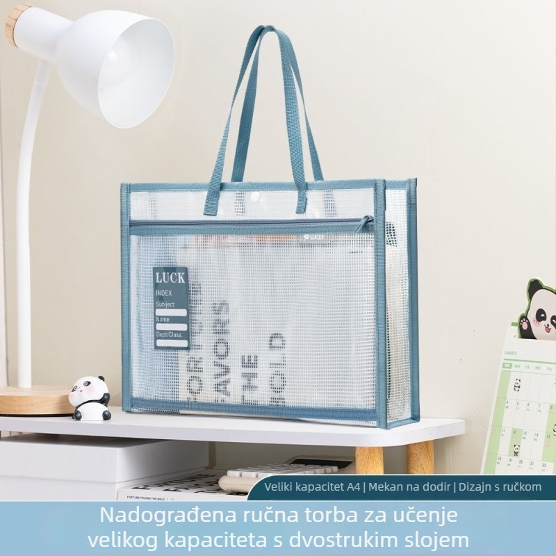 Mrežasta torba za dokumente s dvostrukim zatvaračem, prijenosni organizator za učenje i ured