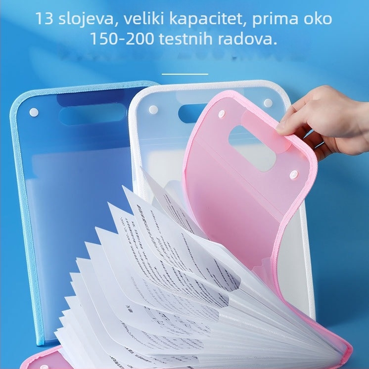 A4 ručni harmonika-organizator za studentske ispite, 13 pretinaca, ekološki PP materijal