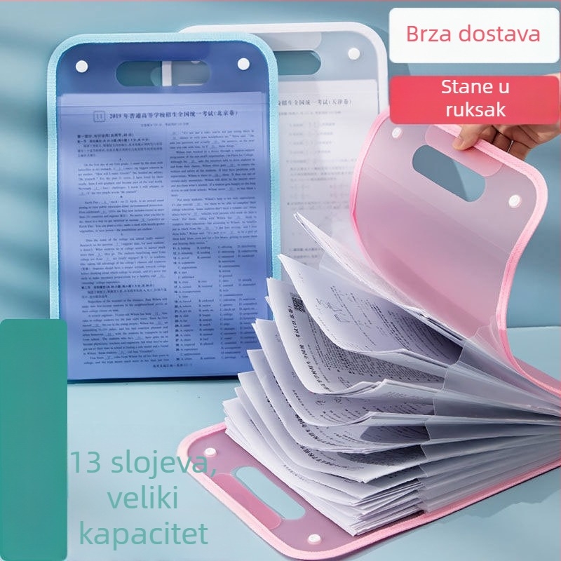 A4 ručni harmonika-organizator za studentske ispite, 13 pretinaca, ekološki PP materijal