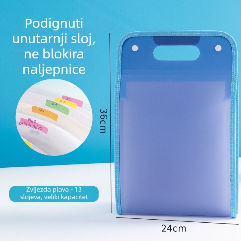 A4 ručni harmonika-organizator za studentske ispite, 13 pretinaca, ekološki PP materijal