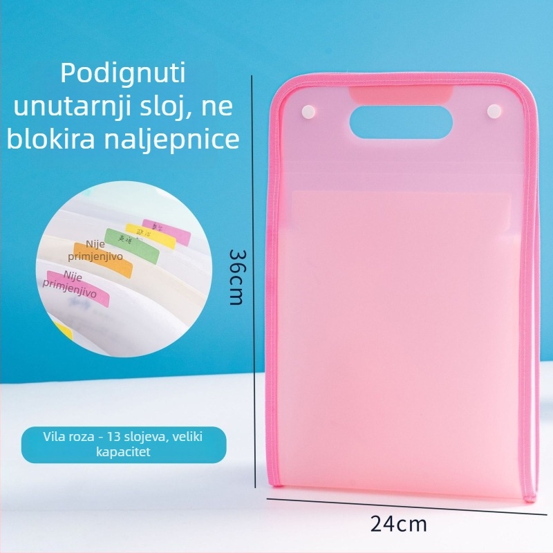 A4 ručni harmonika-organizator za studentske ispite, 13 pretinaca, ekološki PP materijal