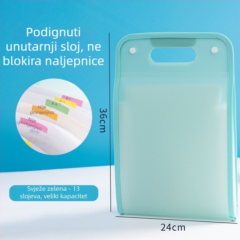 A4 ručni harmonika-organizator za studentske ispite, 13 pretinaca, ekološki PP materijal