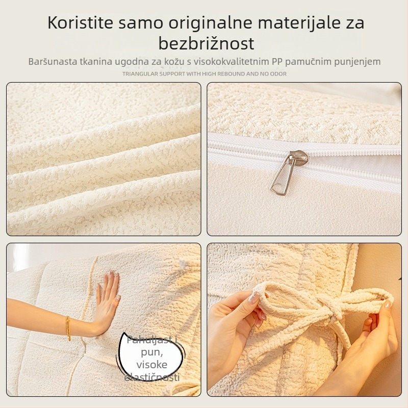 Kremasti pokrivač za bočni dio kreveta s mekanim naslonom za leđa, zaštita od udara, prašine, uklonjivo