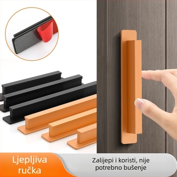 Ručka za vrata i prozore od aluminijske legure, bez bušenja, površinski samoljepljivi montažni, mala ručica za staklena klizna vrata i drvena vrata