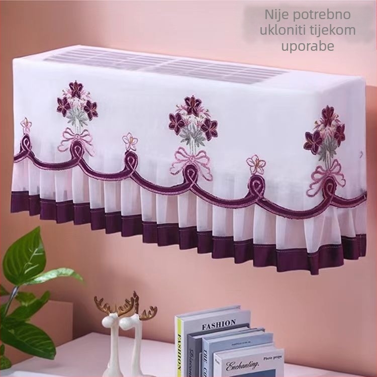 Vješeni zaštitni pokrov za unutarnju jedinicu klima-uređaja, čipkasti materijal, moderni minimalistički stil, 1.5P, za spavaću sobu
