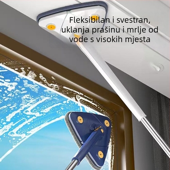 Trokutni mop s automatskim stiskanjem — 360° čišćenje zidova, stropa i pločica — višenamjenski kućni alat za čišćenje
