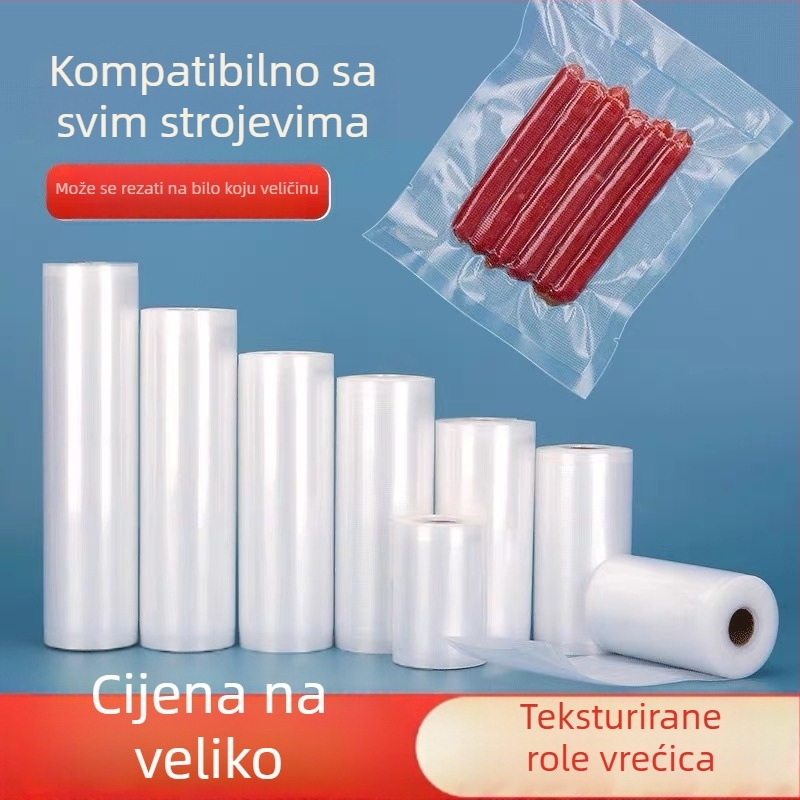 5 m PA+PE vaku vrećice za hranu, kompresijske vrećice, vrećice od aluminijske folije, kućne rolne vrećice s teksturiranim zatvaranjem