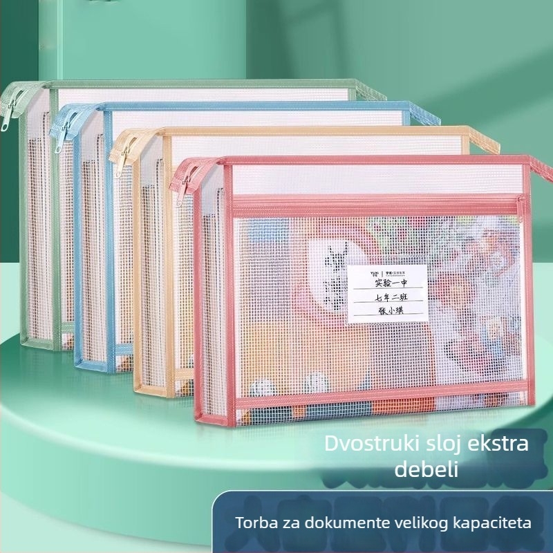 Dvostruka torba za dokumente A4, prozirna EVA skladišna torba sa zatvaračem, za učenike srednje škole – organizator predmeta i zadataka