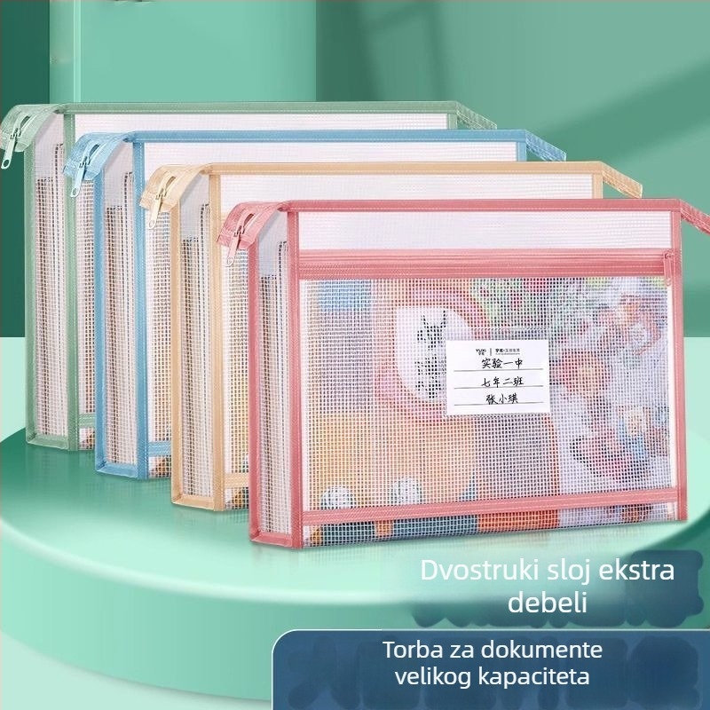 Dvostruka torba za dokumente A4, prozirna EVA skladišna torba sa zatvaračem, za učenike srednje škole – organizator predmeta i zadataka