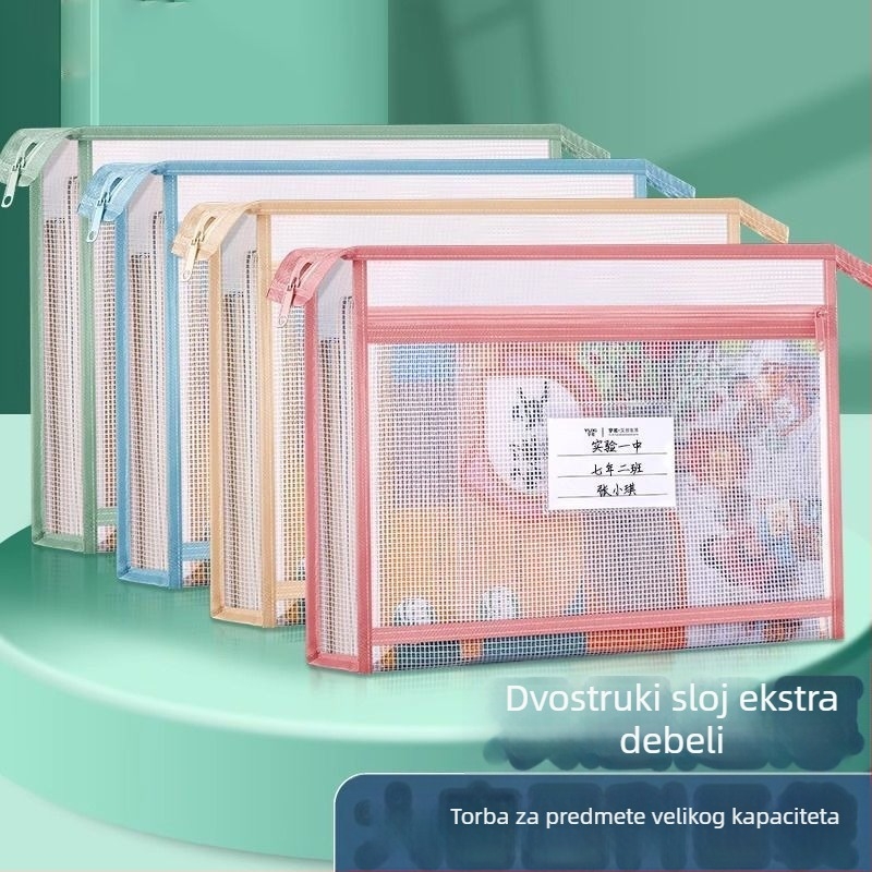 Dvostruka torba za dokumente A4, prozirna EVA skladišna torba sa zatvaračem, za učenike srednje škole – organizator predmeta i zadataka