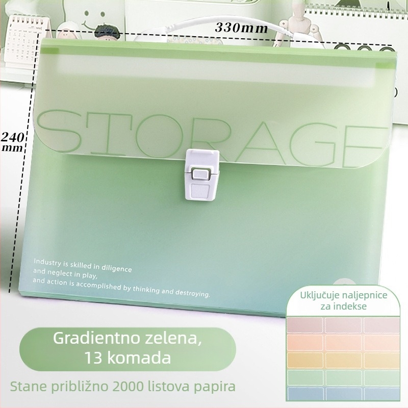 Folder s gradijentnom bojom, višeslojna akordeonska mapa za ispite i papire, velik kapacitet za učenike